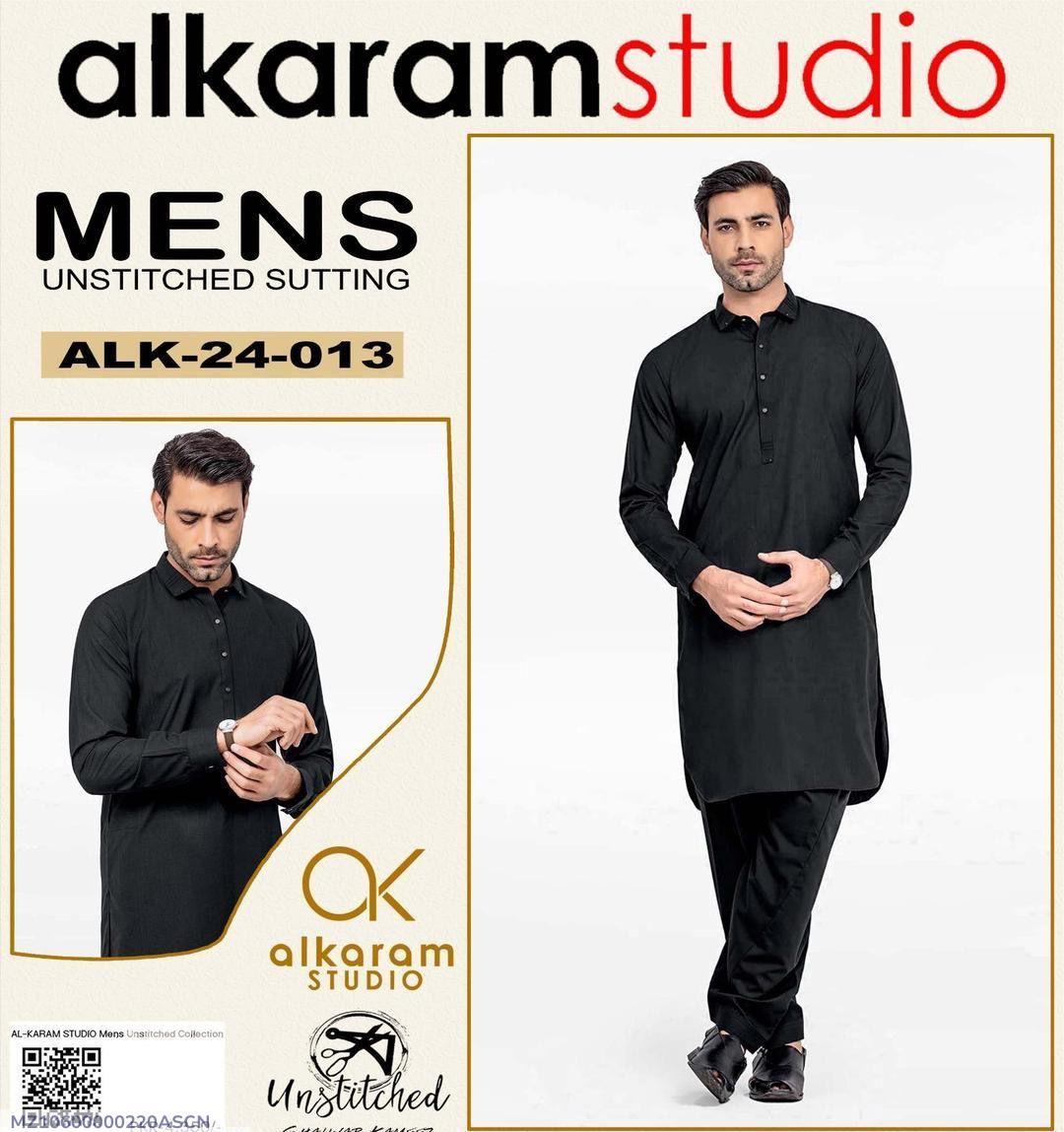 Premium Quality Black Unstitched Suit for Men