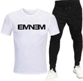 Men Cotton Printed Track Suit White Black 2Pcs Medium to XL