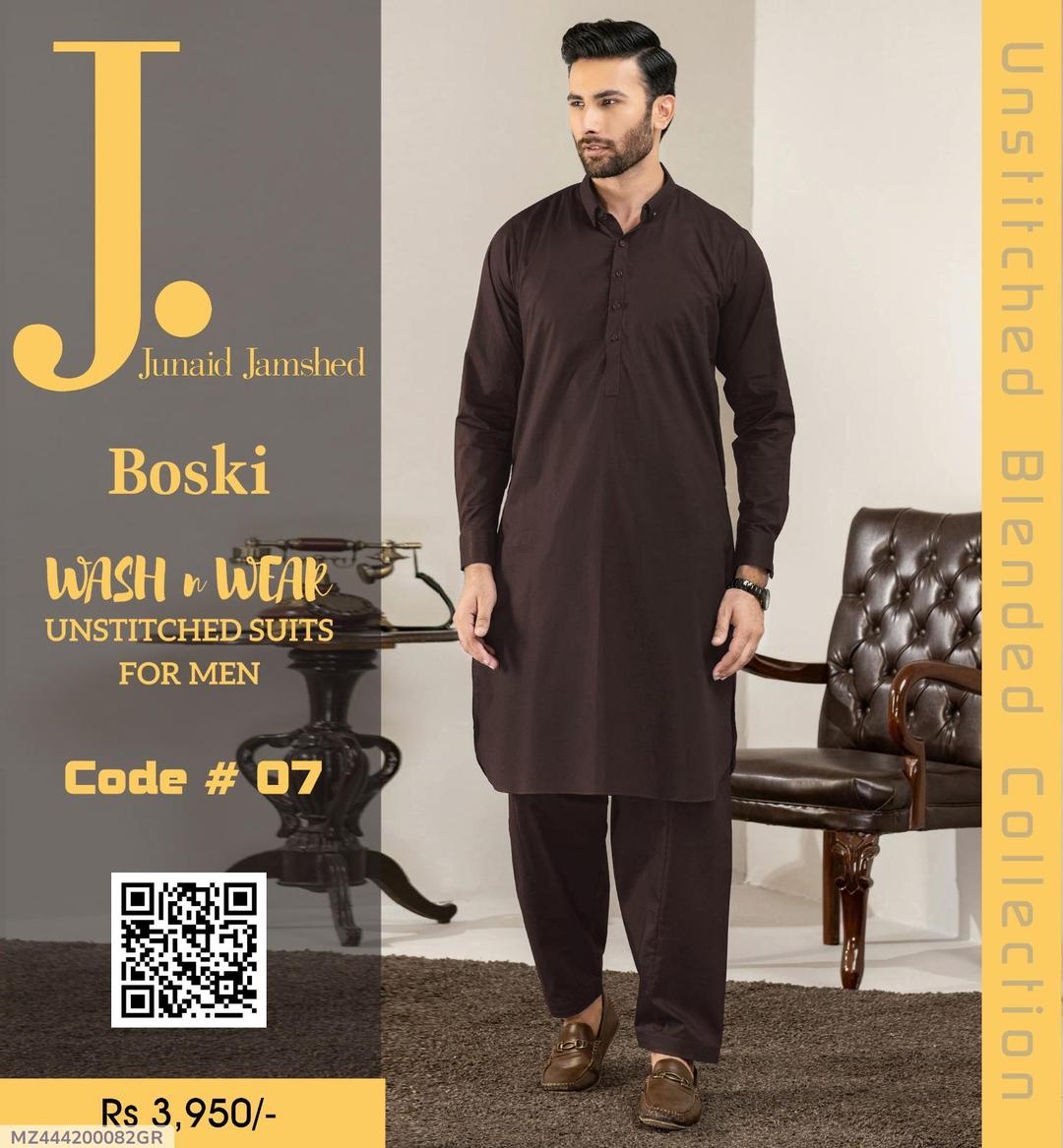 Unstitched Boski Men Suit Rich Brown Wedding Eid