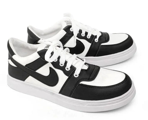 Men's Black Rexine High Toe Sneakers with White Sole